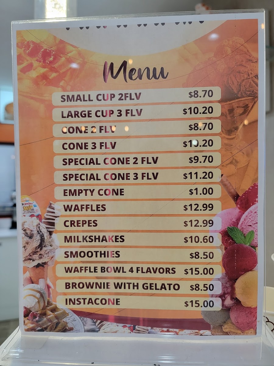 Mammamia Gelato Italiano Menu - Image 1